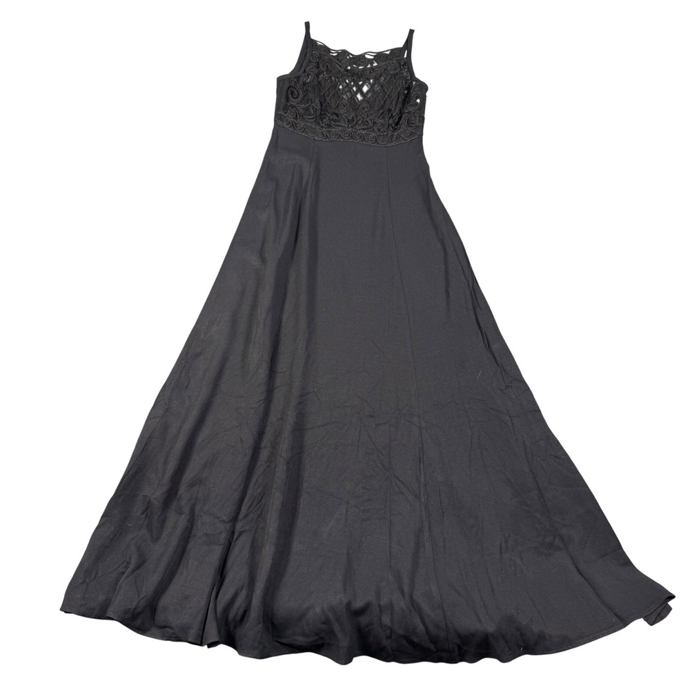 Bari Jay Vintage 90s Black Sequin Lace Dress Formal Gown Size 5-6 Homecoming